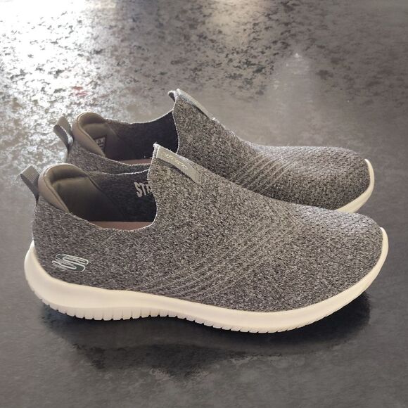 Skechers Gray Slip-On Sneakers with Knit Upper - Picture 1 of 5